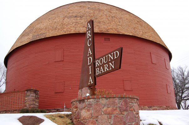 Red Bench on farm in Arcadia